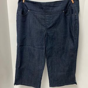 Denim & Co Pedal Pushers 18WP Pull on Dark wash NWOT